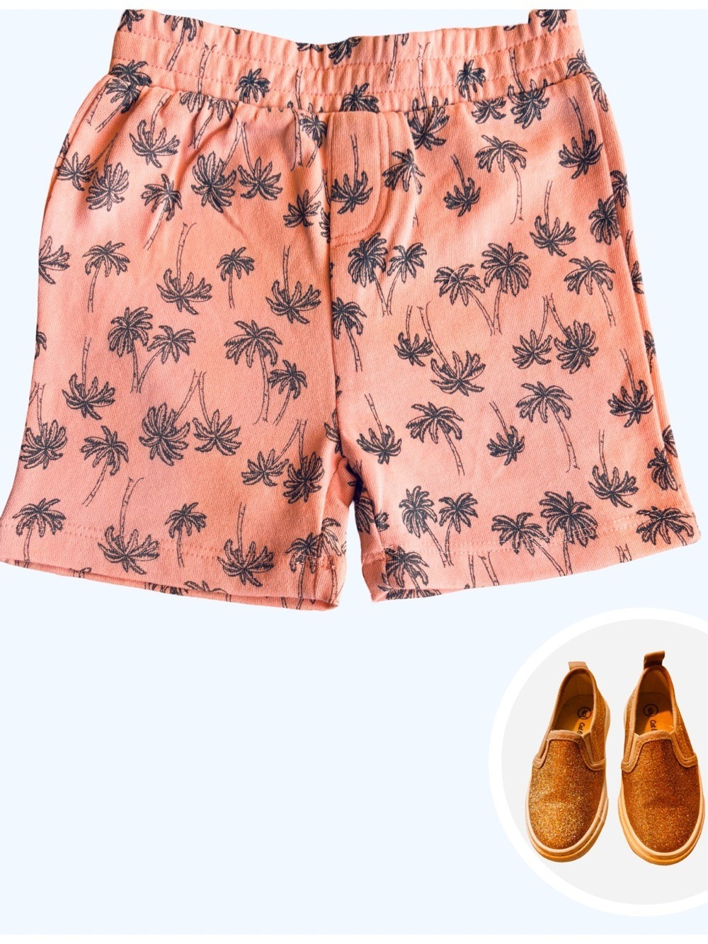 Kids 2T Coral Shorts and Gold Sneaker Set NWT